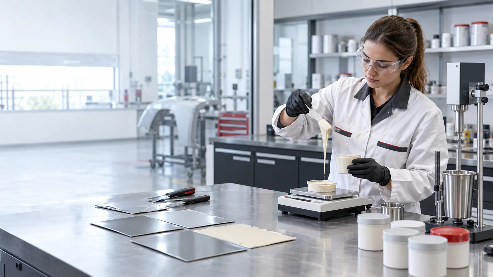 Illustrative laboratory testing of an automotive body filler sample